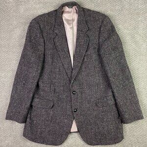 Vintage Harris Tweed Blazer Sport Coat Men's 44R Burgundy and Gray Wool